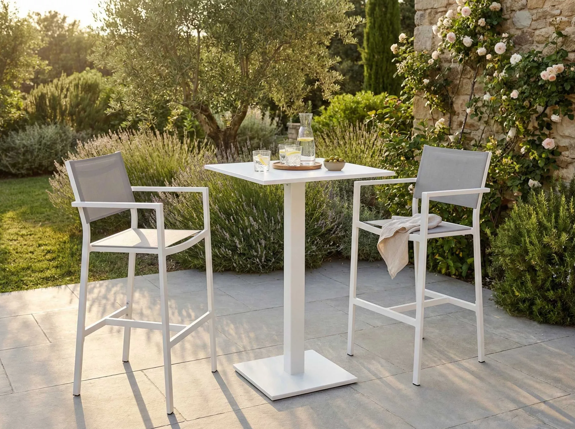 Stehtisch Prada Gescova - Aluminium - 70x70cm - Weiß