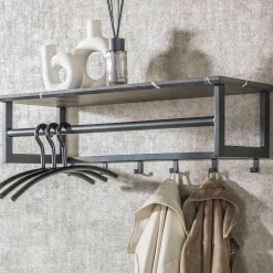 Stilvolle Garderobe - 6 Haken / 3D Melamin Graphit