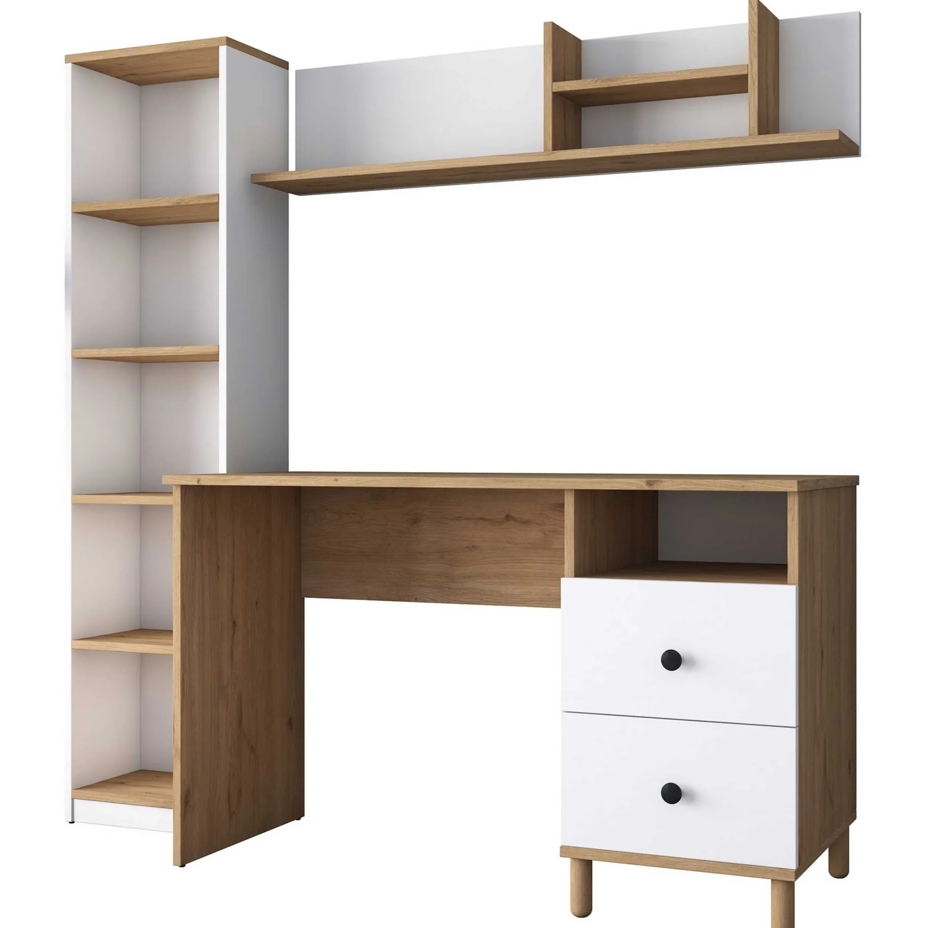 Stilvoller Schreibtisch | Woody Fashion | 100% Melamin | Nussbaum Weiß