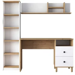 Stilvoller Schreibtisch | Woody Fashion | 100% Melamin | Nussbaum Weiß