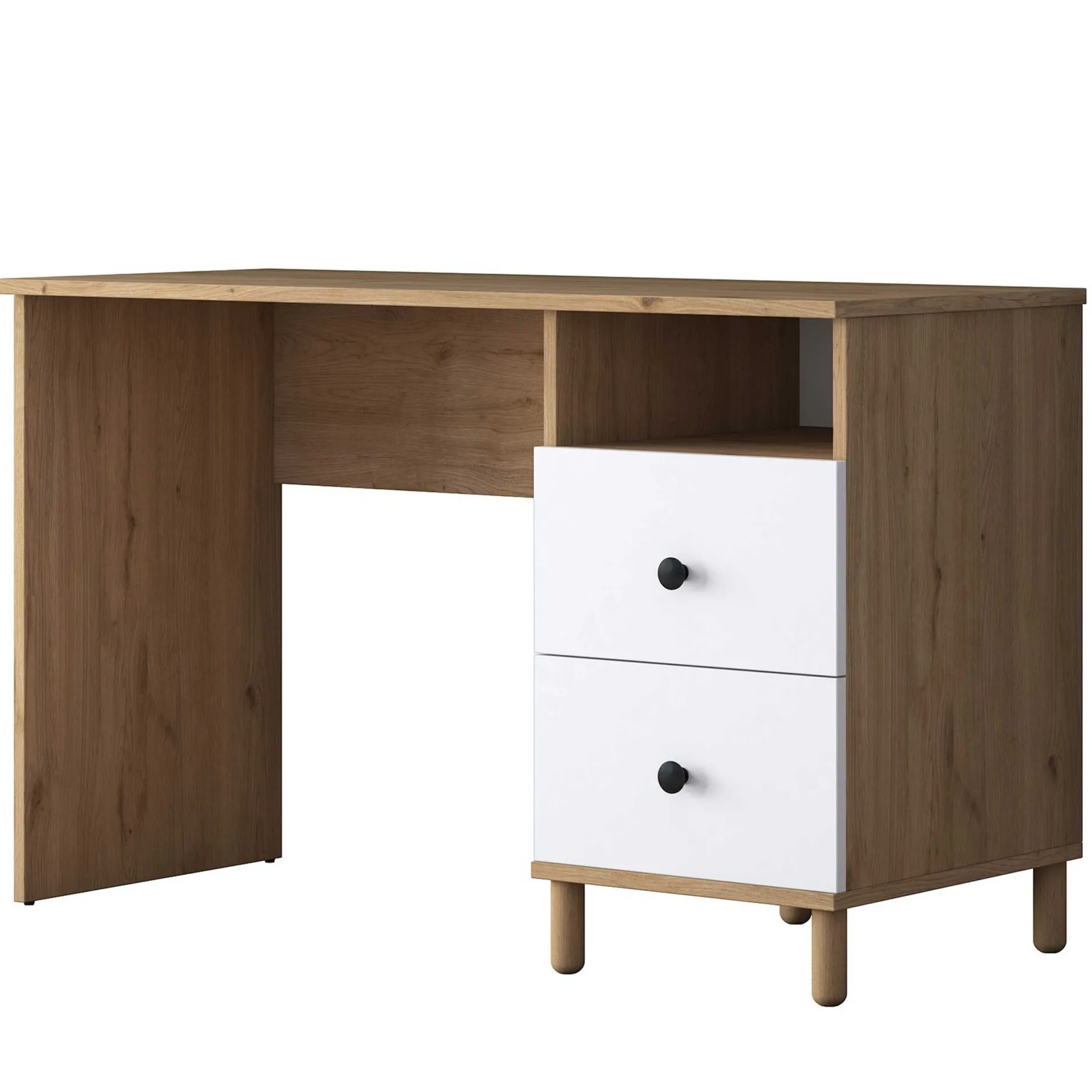 Stilvoller Schreibtisch | Woody Fashion | 100% Melamin | Nussbaum Weiß