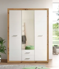 Storck 151cm 3 Türen und 2 Schubladen mit Spiegel - Artisan Eiche/Weiß