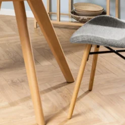 Stuhl aus Stoff Tilda mit schrägen Beinen - grau/gelb