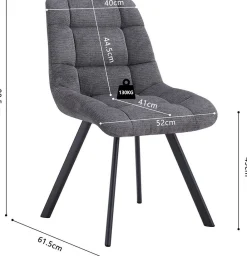 Stuhl Lizzy | 52 x 62 x 89 cm | Dunkelgrau