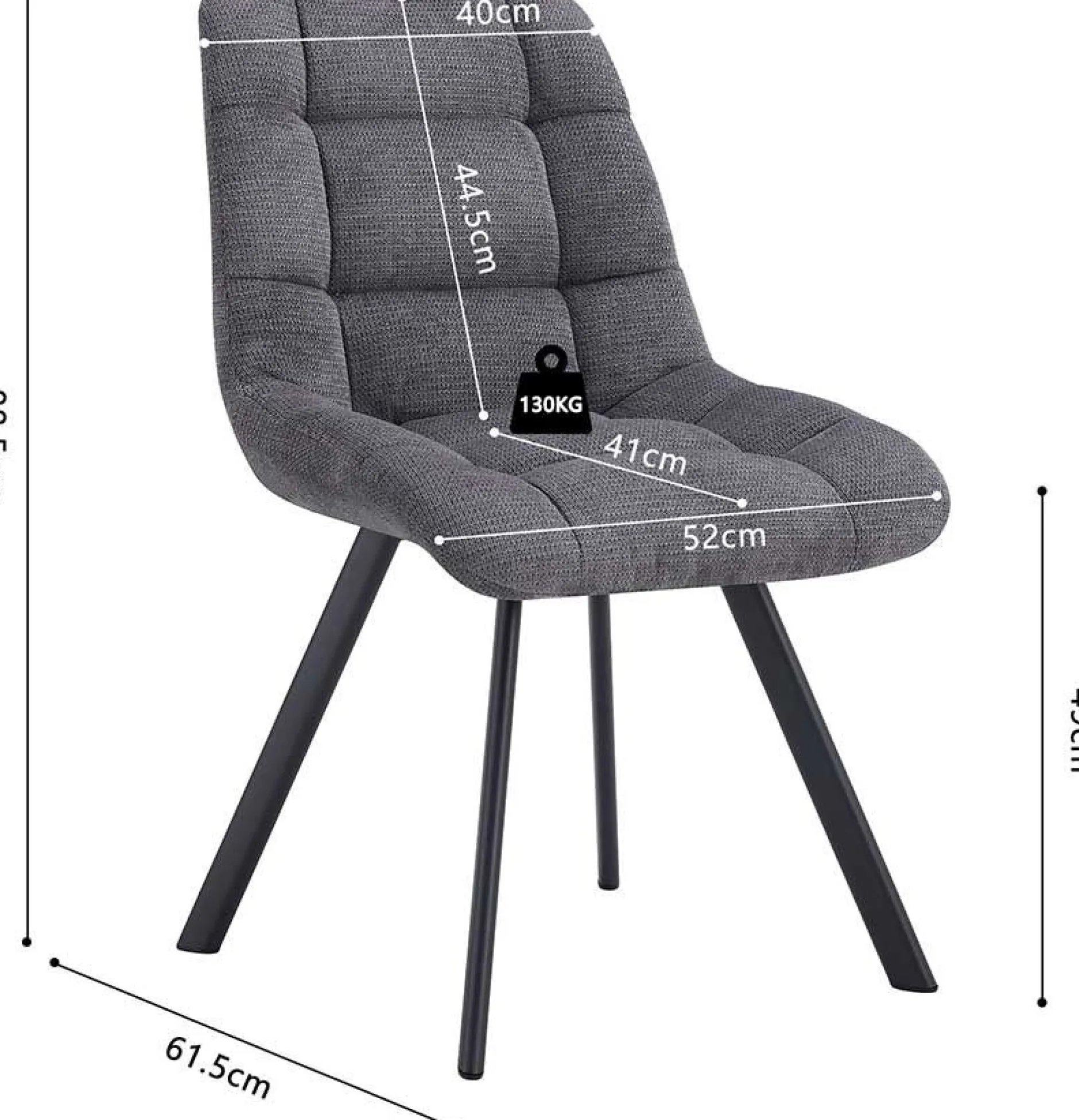 Stuhl Lizzy | 52 x 62 x 89 cm | Dunkelgrau