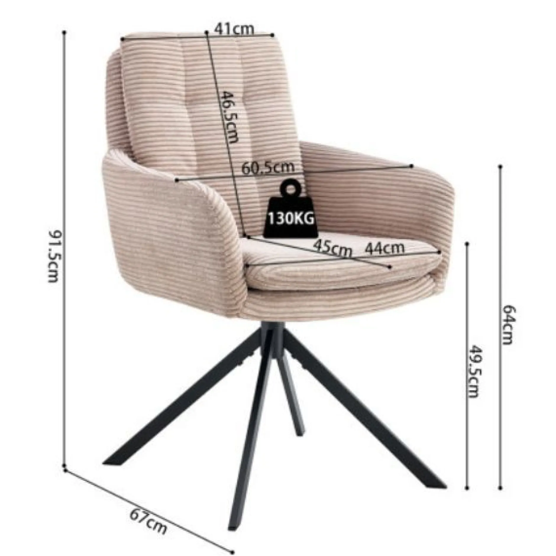 Stuhl Luna | 61 x 67 x 92 cm | Farbe Sand