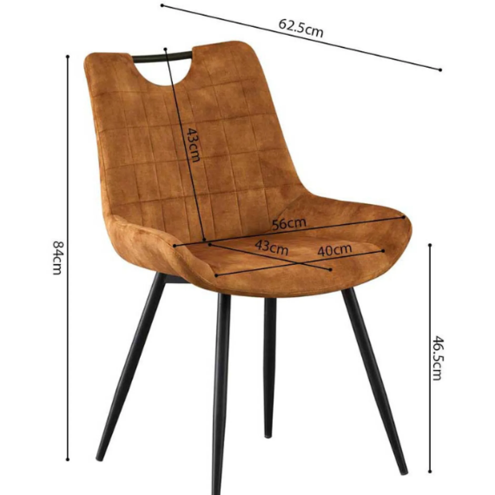 Stuhl Nina | 56 x 63 x 84 cm | Goldfarben