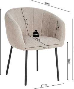 Stuhl Sevilla Bouclé Sand | Metallbeine H-H 79 x B-L 57 x T-P 62 cm