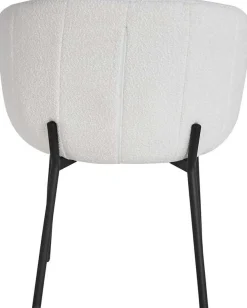 Stuhl Sevilla Bouclé-Stoff | Metallbeine | weiß