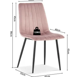 Stuhl Willie - Samt rosa/Füße schwarz