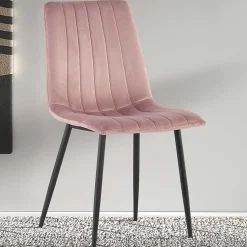 Stuhl Willie - Samt rosa/Füße schwarz