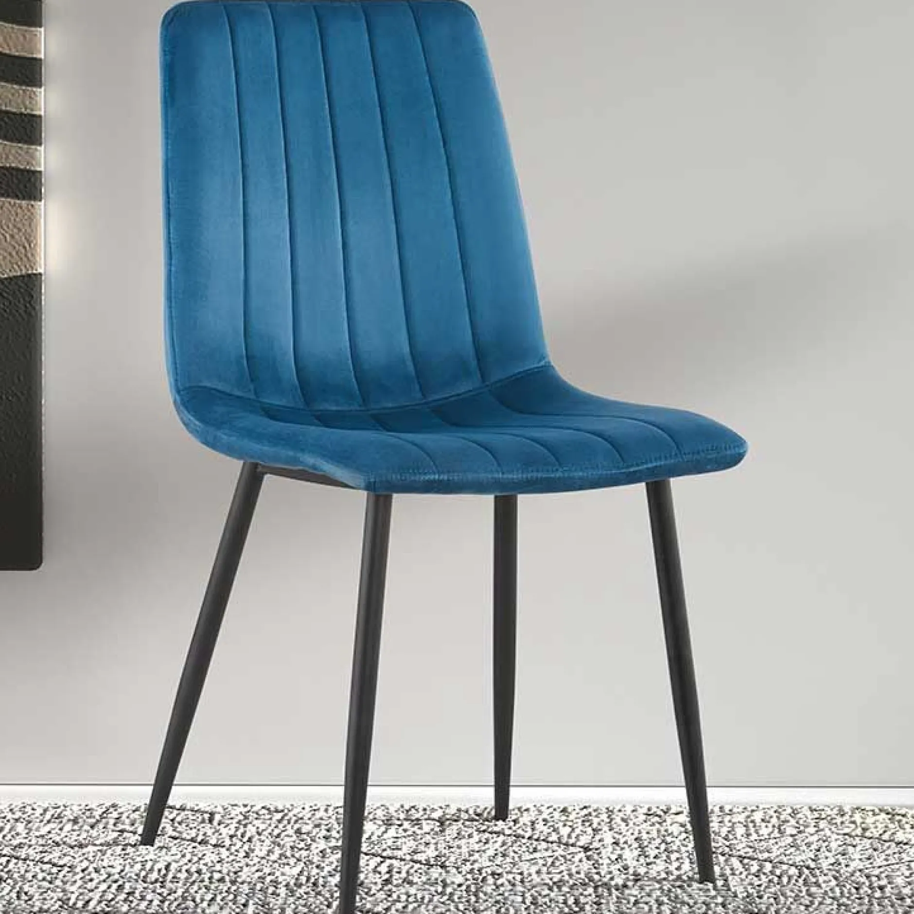 Stuhl Willie velours - blau/schwarz