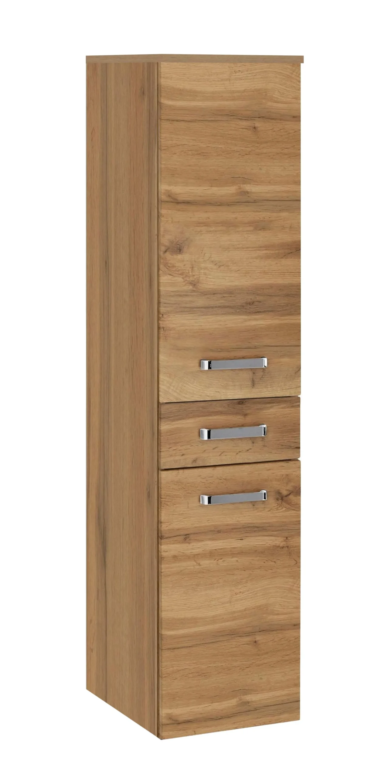 Säulenschrank Bobbi niedrig 30cm 2 Türen und 1 Schublade - Eiche