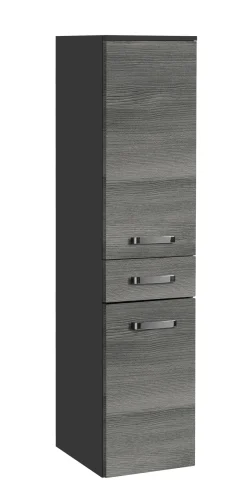 Säulenschrank Bobbi niedrig 30cm 2 Türen und 1 Schublade - graphit/graue Eiche