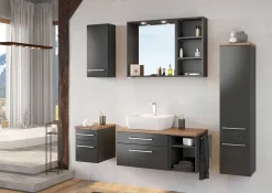 Säulenschrank Dasa mit 2 Türen - graphit/mattgrau