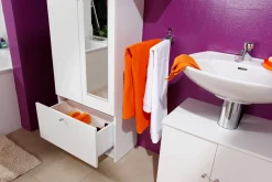 Säulenschrank Fares 59cm mit 2 Türen und 1 Schublade - weiß