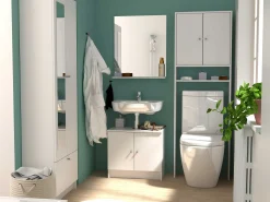 Säulenschrank Fares 59cm mit 2 Türen und 1 Schublade - weiß