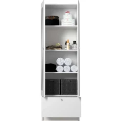 Säulenschrank Fares 59cm mit 2 Türen und 1 Schublade - weiß