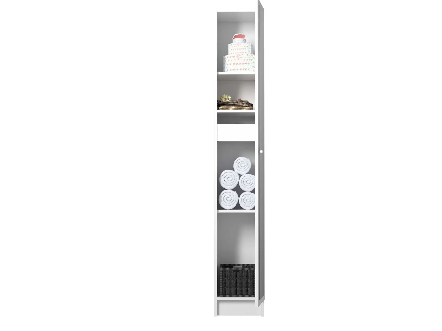 Säulenschrank Fares mit 1 Tür - weiß