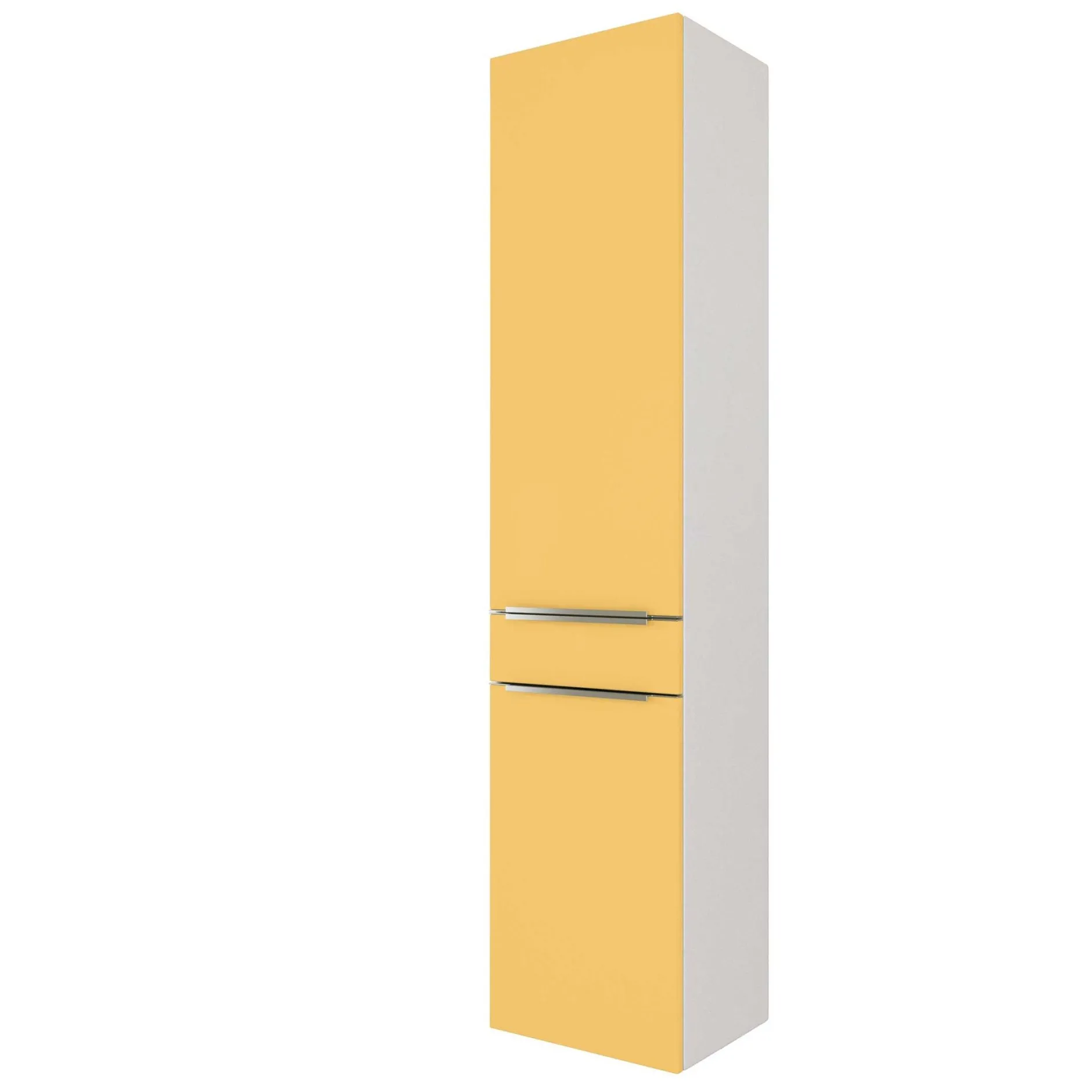 Säulenschrank Hansen 40cm 2 Türen und 1 Schublade - gelb/weiß