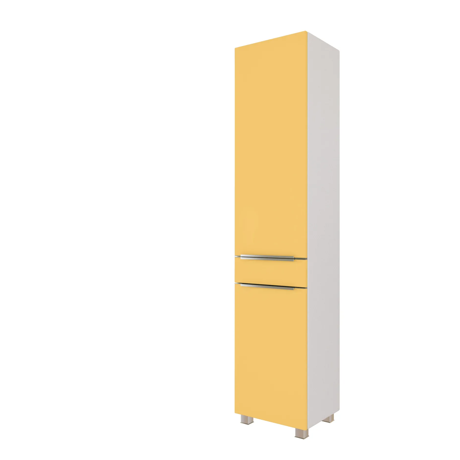 Säulenschrank Hansen 40cm 2 Türen und 1 Schublade - gelb/weiß
