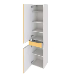 Säulenschrank Hansen 40cm 2 Türen und 1 Schublade - gelb/weiß