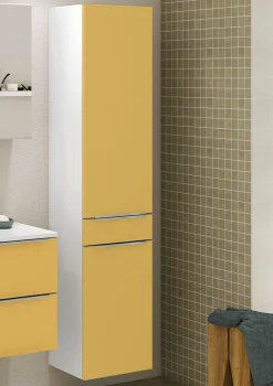 Säulenschrank Hansen 40cm 2 Türen und 1 Schublade - gelb/weiß