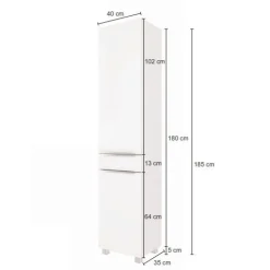 Säulenschrank Hansen 40cm 2 Türen und 1 Schublade - gelb/weiß