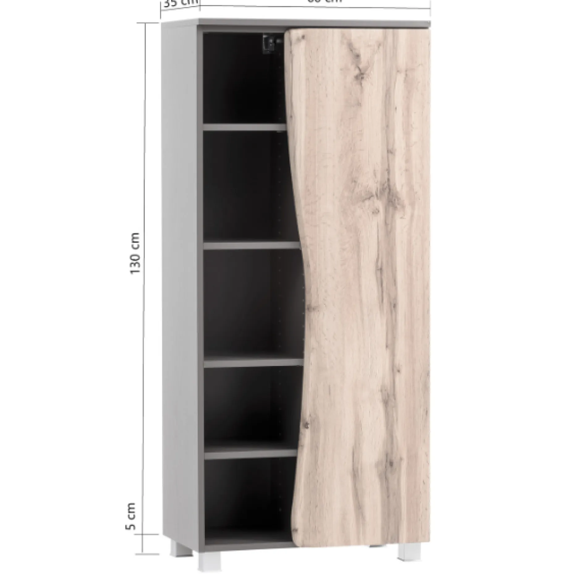 Säulenschrank Karan 60cm 1 Tür - Eiche