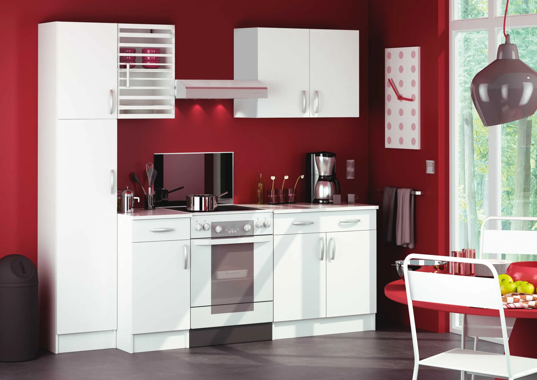 Säulenschrank Küche Nova | 60 x 56,6 x 204 cm | Weiß
