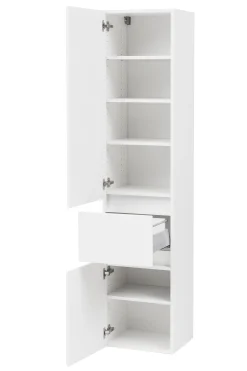 Säulenschrank Kornel/Pisca 40cm 2 Türen und 1 Schublade - weiß