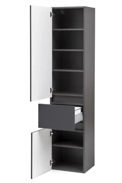 Säulenschrank Kornel/Pisca 40cm 2 Türen und 1 Schublade - graphitgrau