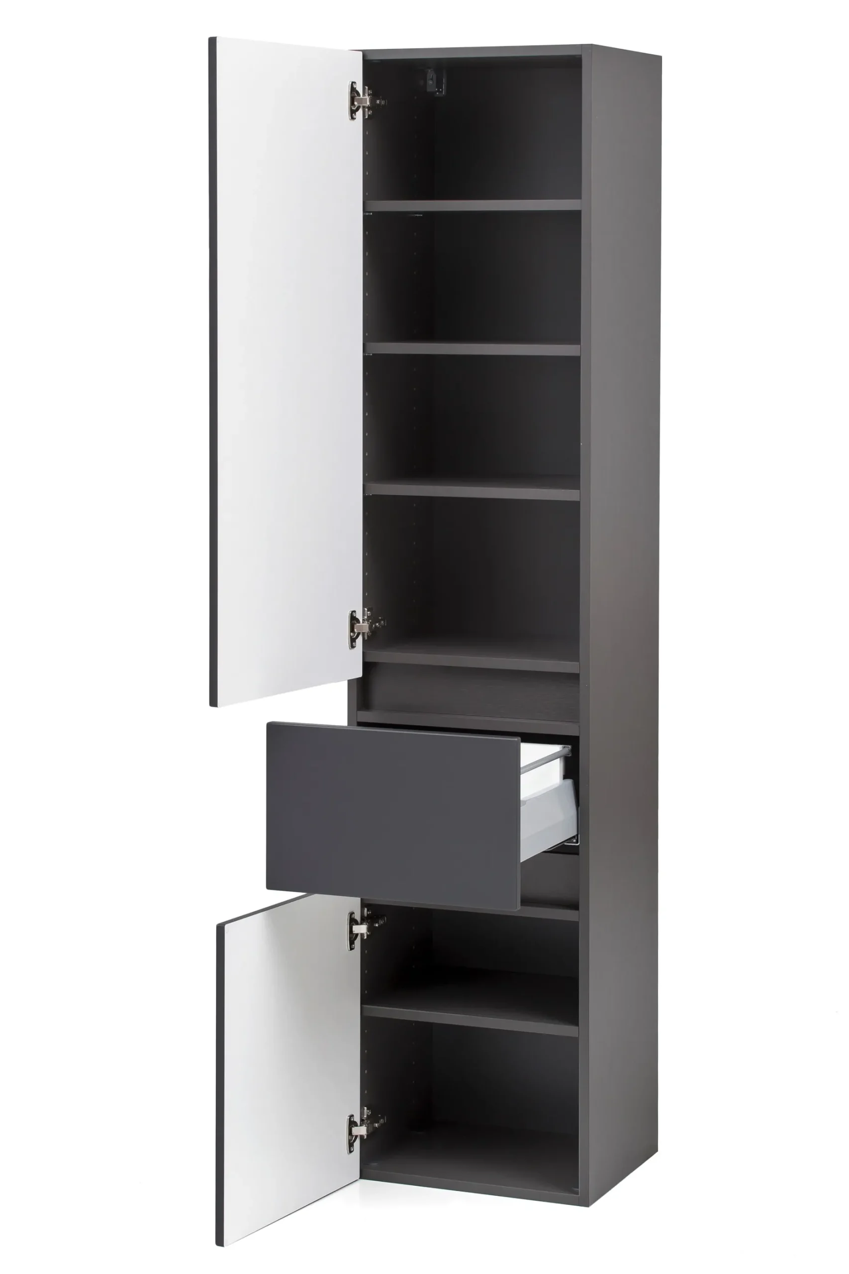 Säulenschrank Kornel/Pisca 40cm 2 Türen und 1 Schublade - graphitgrau