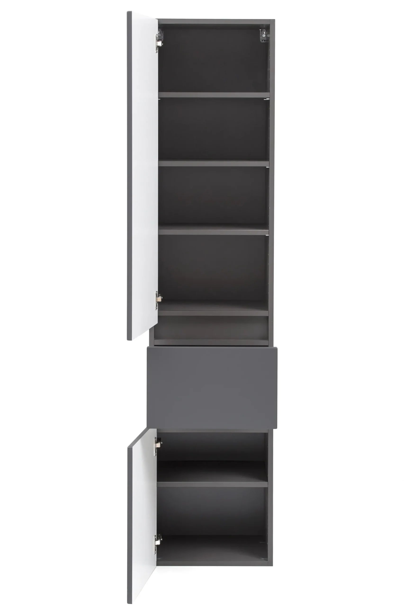 Säulenschrank Kornel/Pisca 40cm 2 Türen und 1 Schublade - graphitgrau