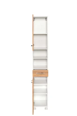 Säulenschrank Pares 30cm 2 Türen und 1 Schublade - Eiche weiß/wotan