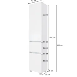 Säulenschrank Pisca 40cm 1 Schublade und 2 Türen - Eiche