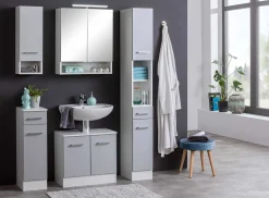 Säulenschrank Ricca 25cm 2 Türen und 1 Schublade - weiß/hellgrau