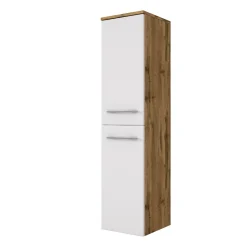 Säulenschrank Sefa 30cm 2 Türen - Eiche/Weiß