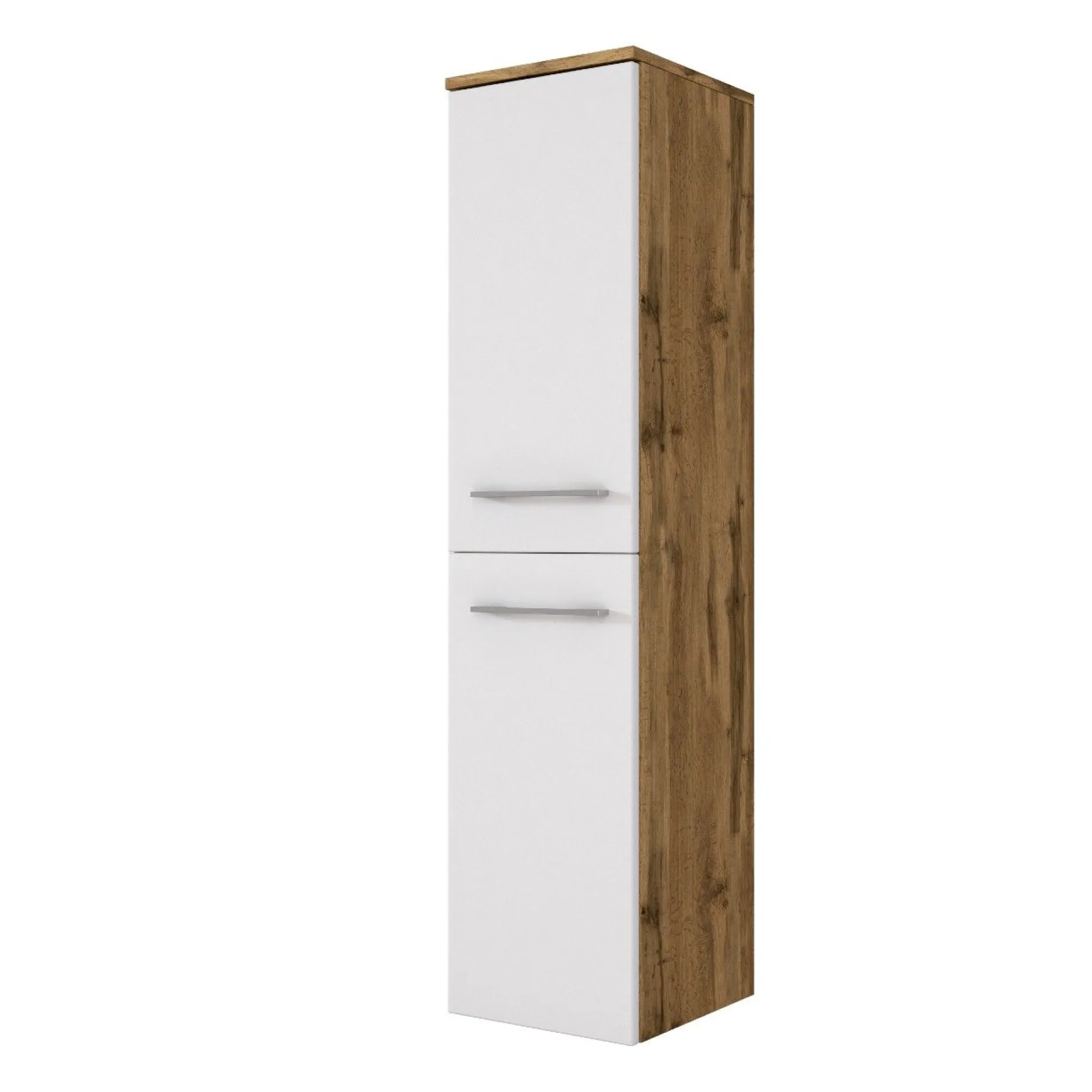 Säulenschrank Sefa 30cm 2 Türen - Eiche/Weiß