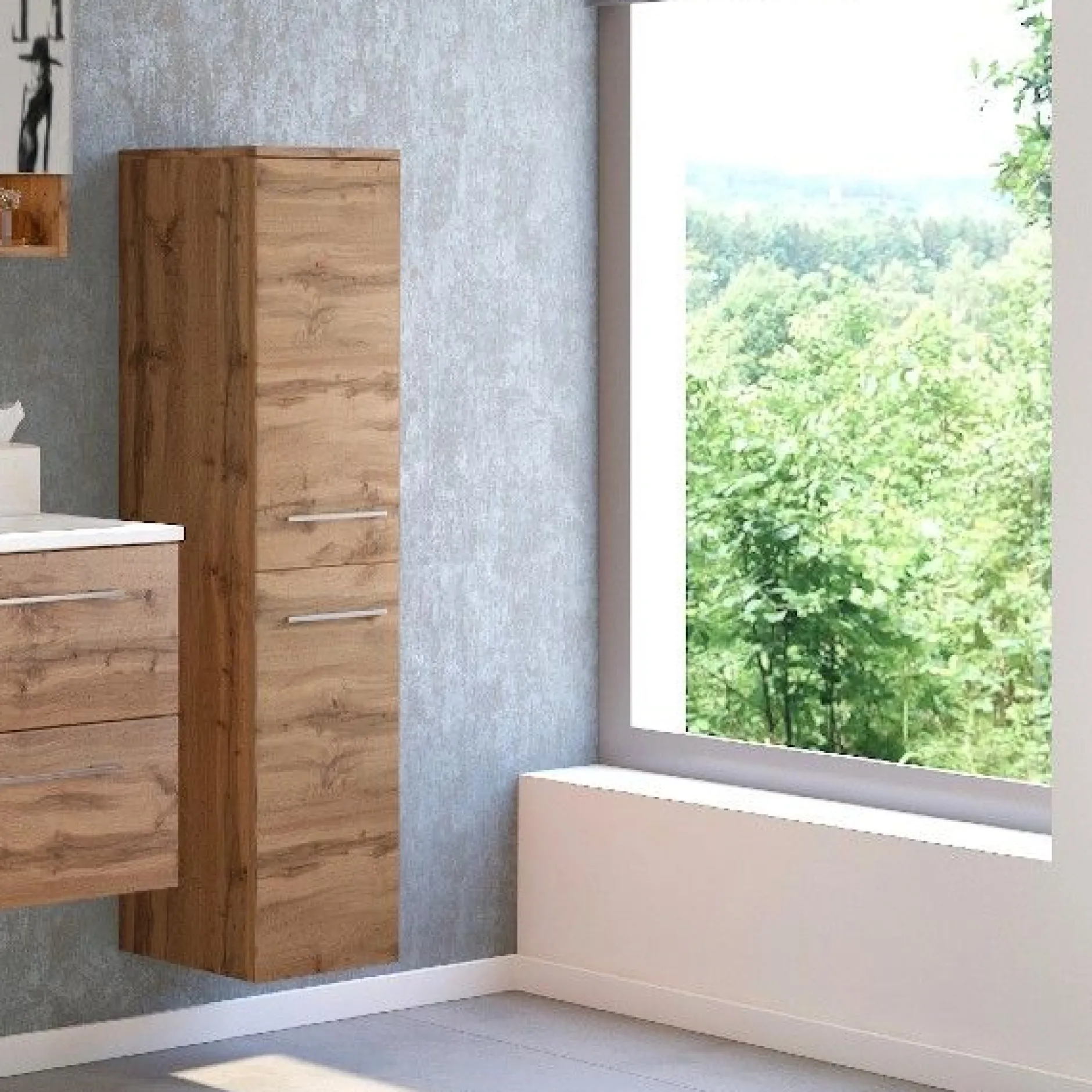 Säulenschrank Sefa 30cm 2 Türen - Eiche wotan