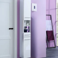 Säulenschrank Small 25cm 1 Schublade und 2 Türen - hochglänzend weiß