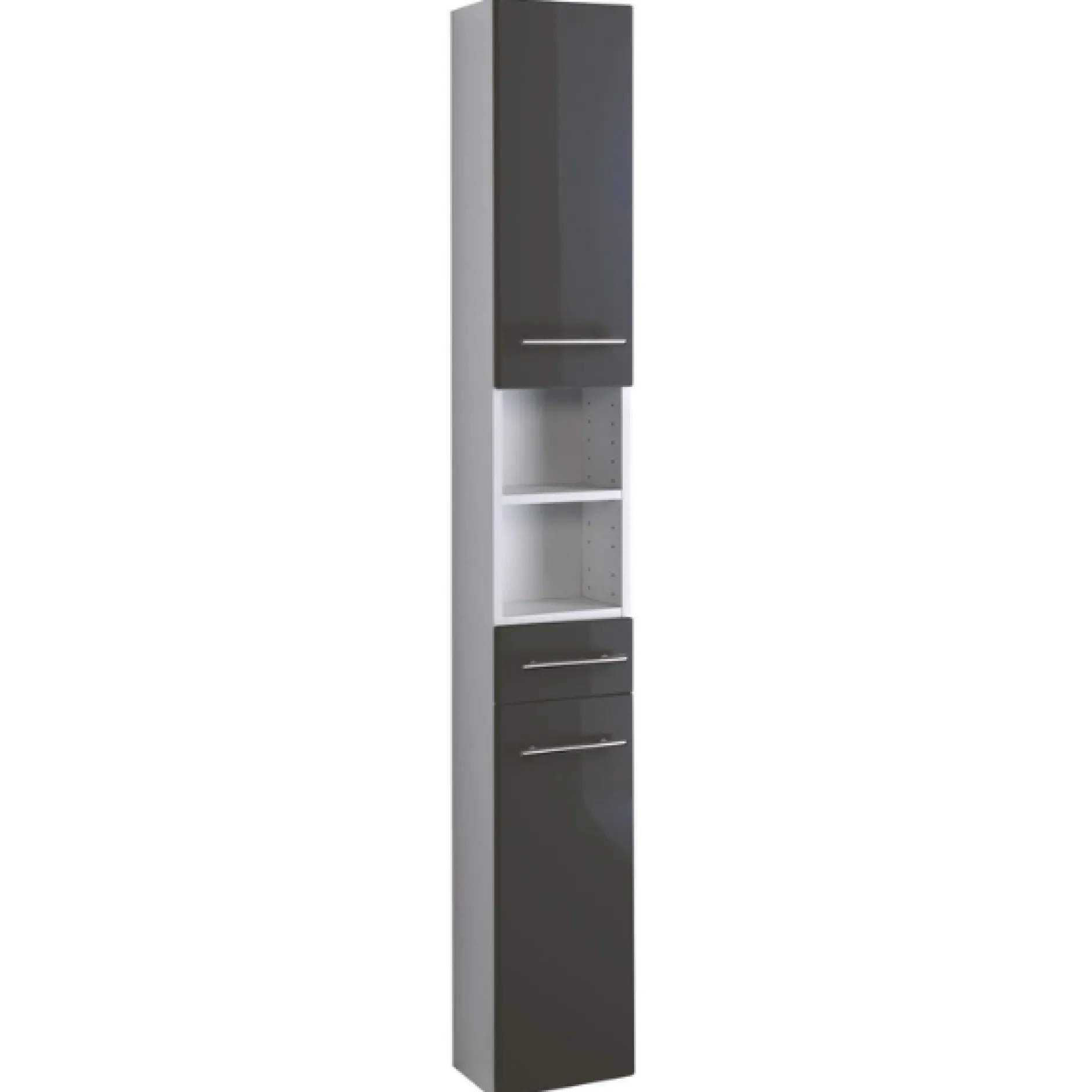 Säulenschrank Small 25cm 1 Schublade und 2 Türen - hochglanz-grau