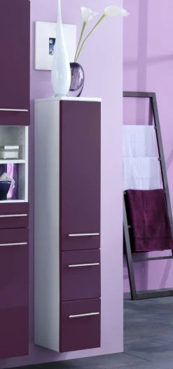 Säulenschrank Small 25cm 1 Tür und 2 Schubladen - hochglänzend lila