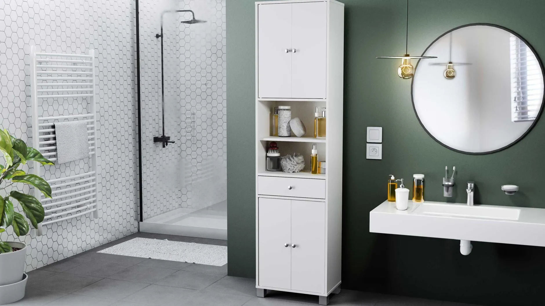 Säulenschrank Spa mattweiß