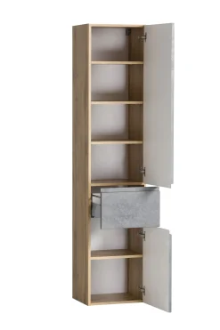 Säulenschrank Varese | 40 x 35 x 180 cm | Betonfarbenes Design