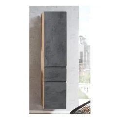Säulenschrank Varese | 40 x 35 x 180 cm | Betonfarbenes Design