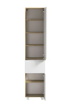 Säulenschrank Varese | 40 x 35 x 180 cm | Wotan Oak / weißes Design