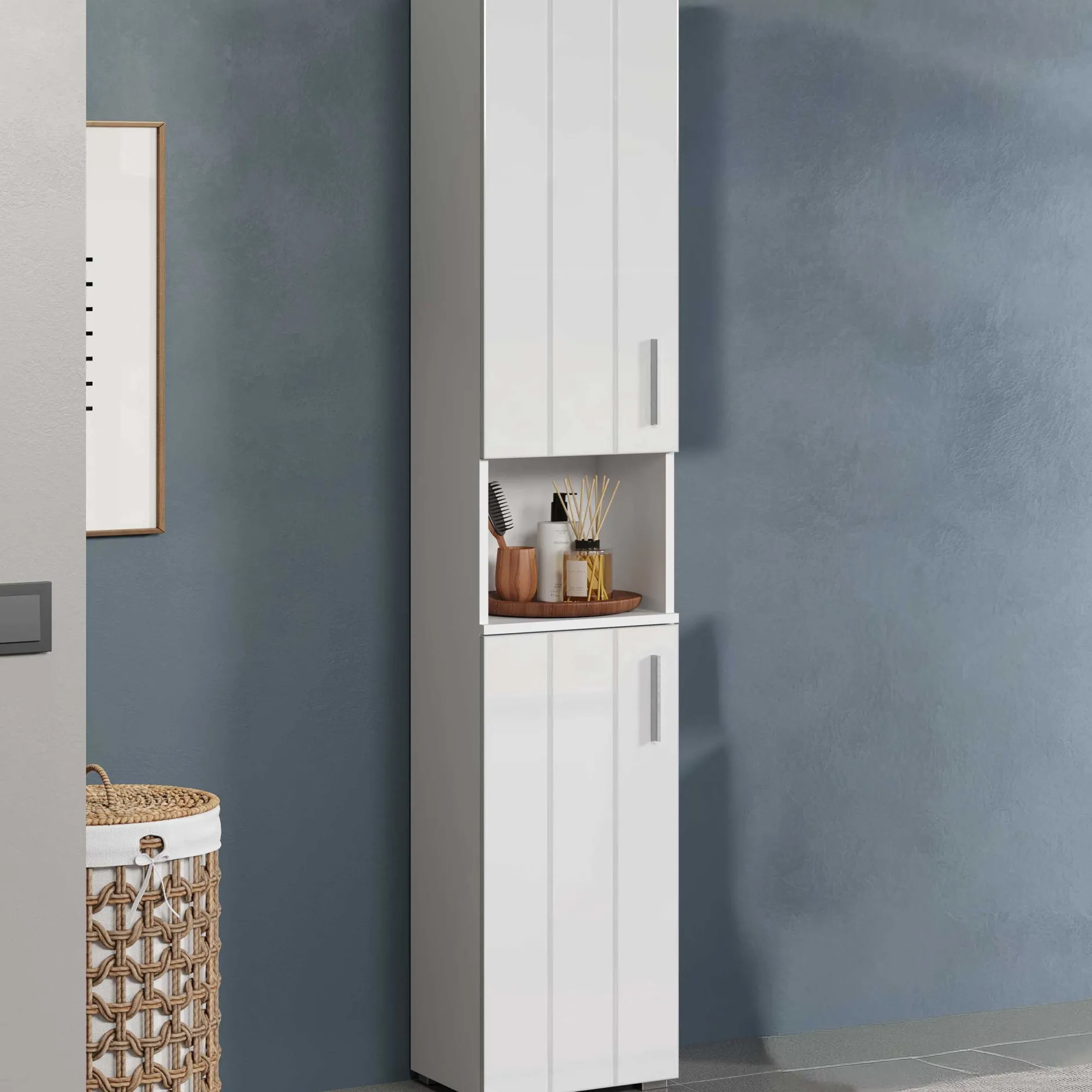 Säulenschrank Wons | 37 x 31 x 192 cm | weiß