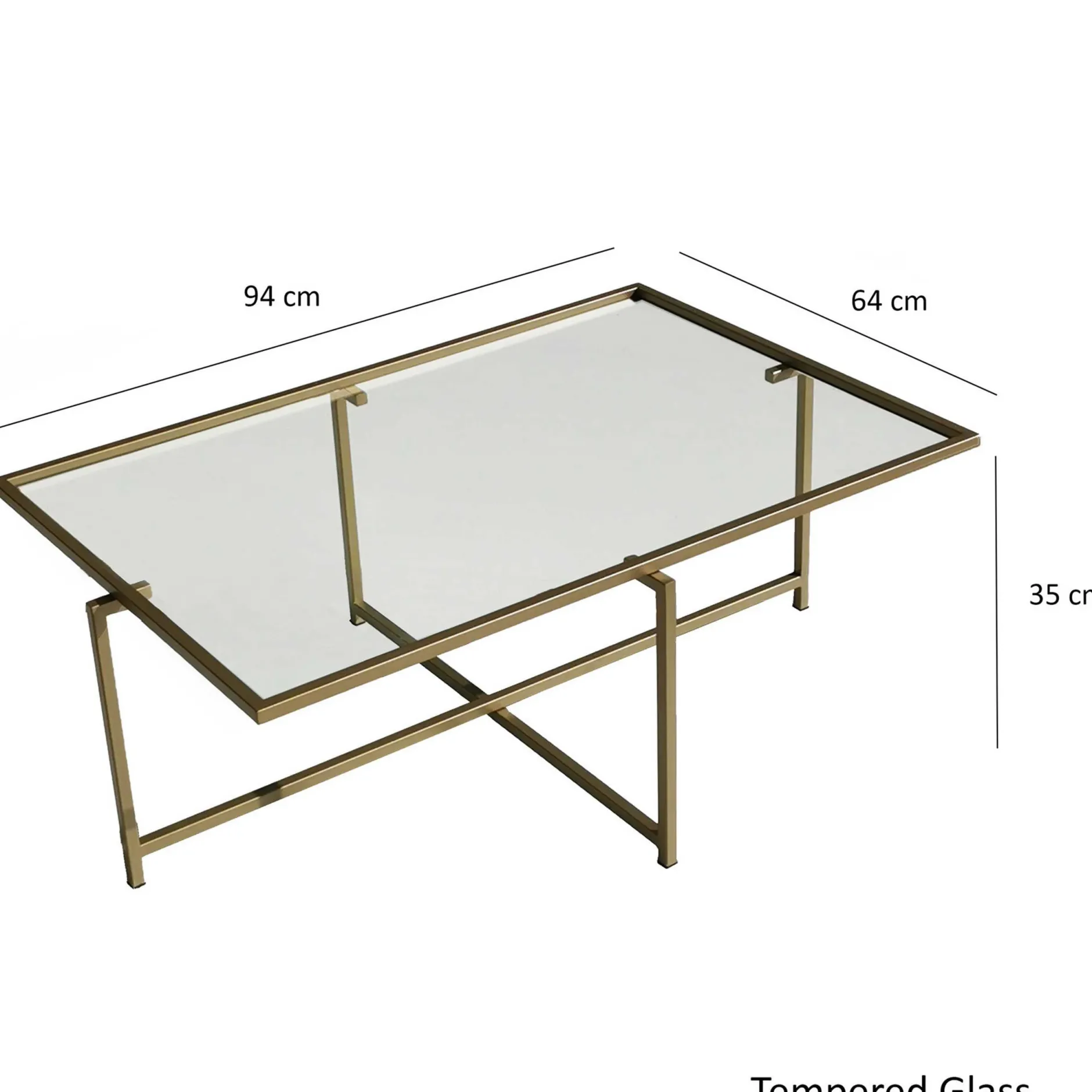 Sun Couchtisch | GEHÄRTETES GLAS | Gold