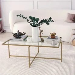 Sun Couchtisch | GEHÄRTETES GLAS | Gold
